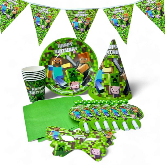 Pieces Minecraft Party Packs Disposable Tableware Sets – Party Supplies