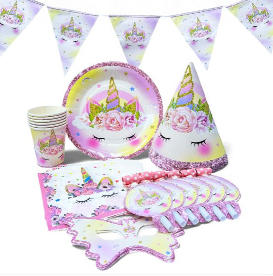 Pieces Unicorn Party Pack Disposable Tableware Sets – Party Supplies