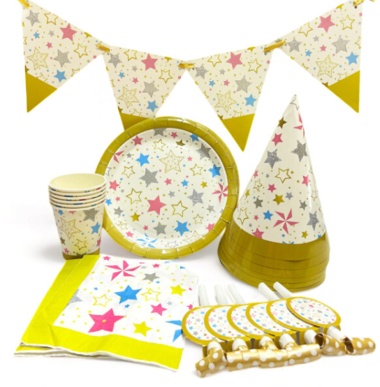 Stars Party Pack Disposable Tableware Sets – Birthday Party Supplies