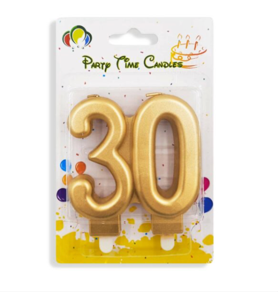 Number 30 Birthday Candle Gold