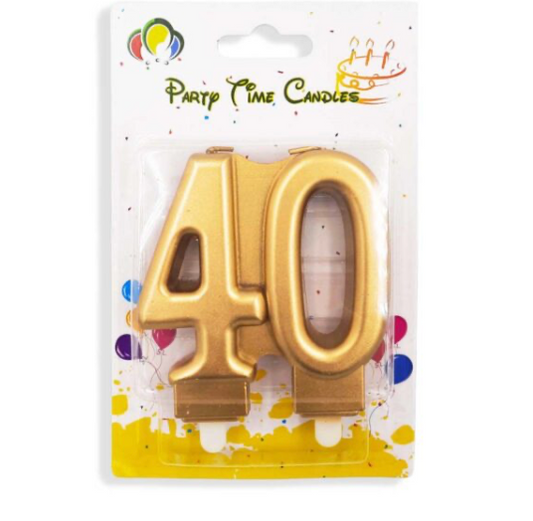 Number 40 Birthday Candle Gold