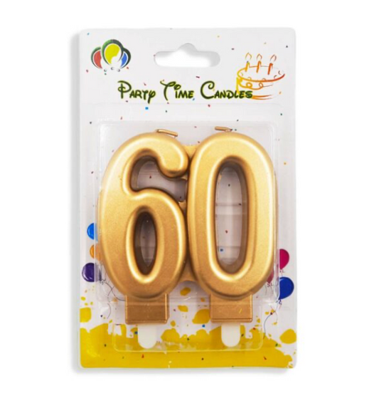 Number 60 Birthday Candle Gold