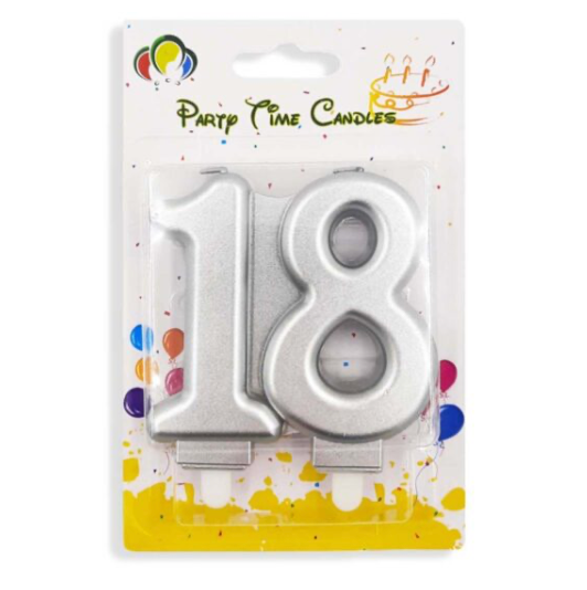 Number Birthday Candle Silver