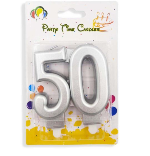 Number Birthday Candle Silver