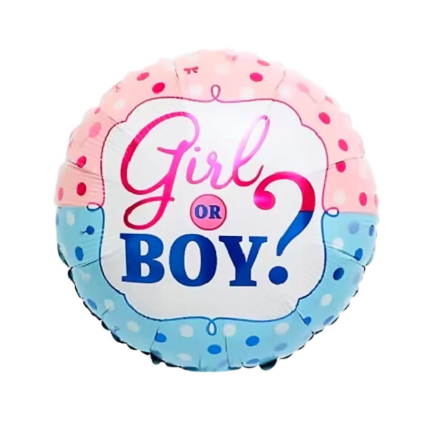 1pc 18inch Girl or Boy Round Foil Balloon – Gender Reveal Decorations