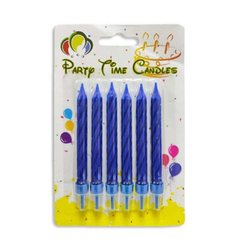6pcs Spiral Birthday Candles dark Blue
