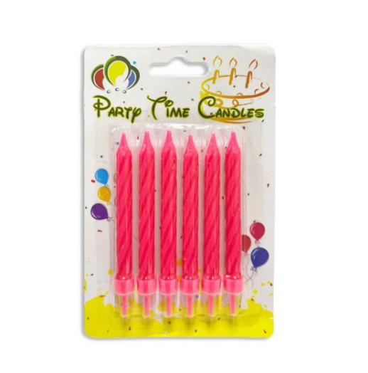 6pcs Spiral Birthday Candles Dark Pink