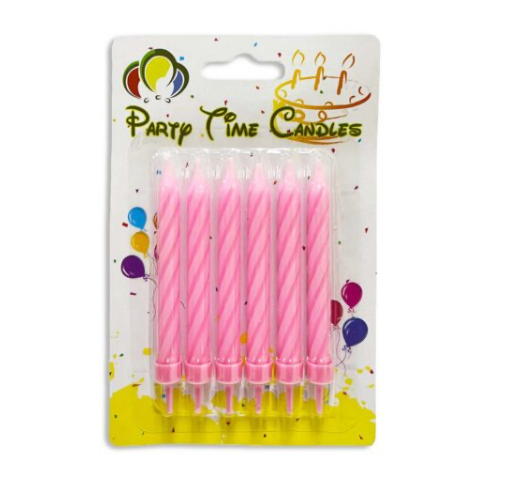 6pcs Spiral Birthday Candle Light Pink