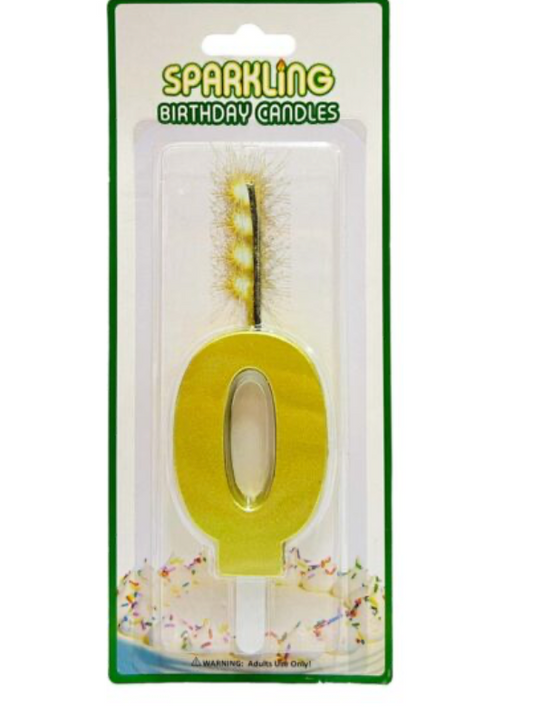 Number Sparkling Candle Gold