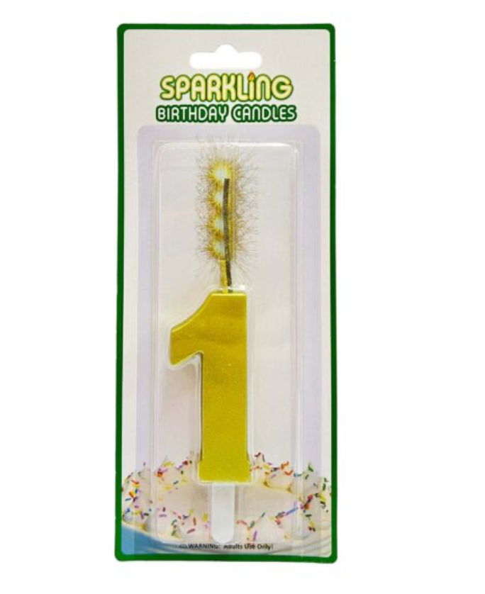 Number 1 Sparkling Candles Gold