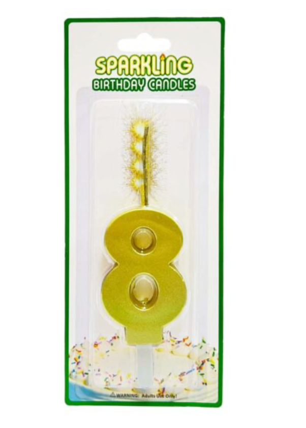 Number Sparkling Candle Gold