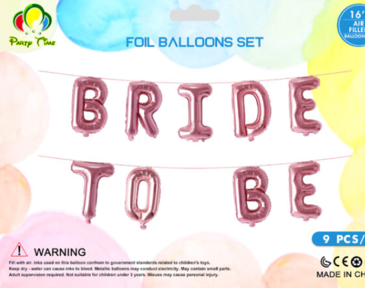 16" Bride To Be Foil Balloon Set Rose Gold