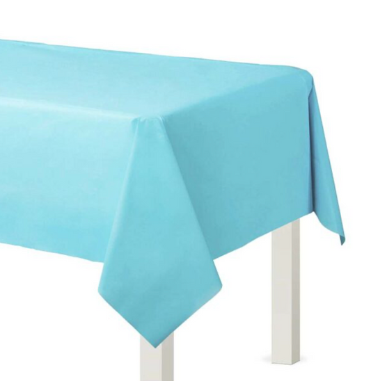 1-Piece 180cmx120cm Plastic Table Cover, Light Blue