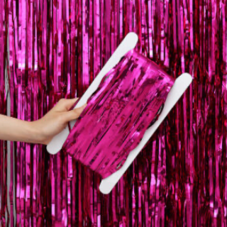 Dark Pink shiny Foil Fringe Curtain