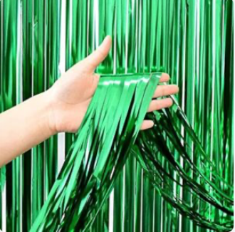 Green Shiny Foil Fringe Curtain