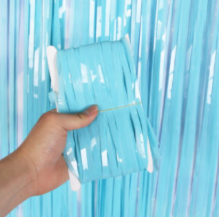 Pastel Blue Fringe Curtain