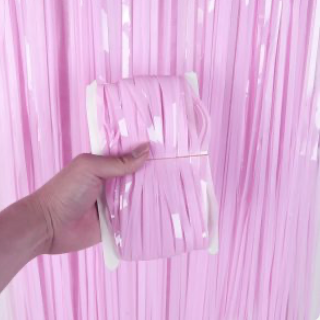 Pastel Pink Foil Fringe Curtain