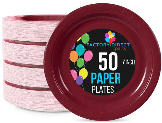 7" Burgundy Paper Plates