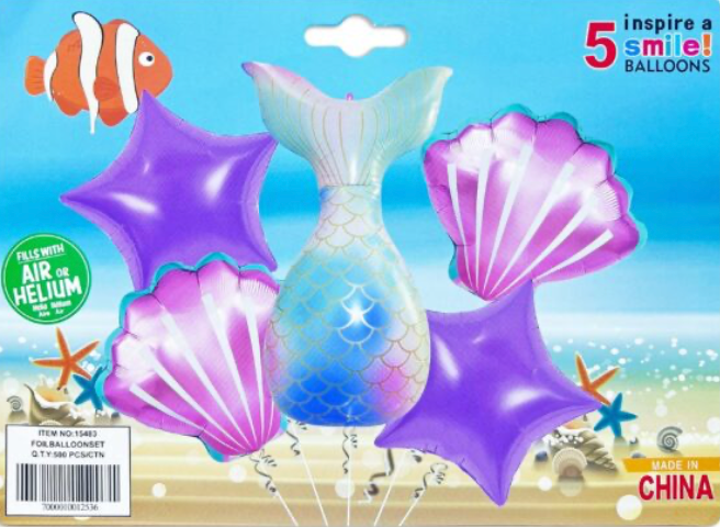 5pcs Mermaid Theme Foil Set Balloon