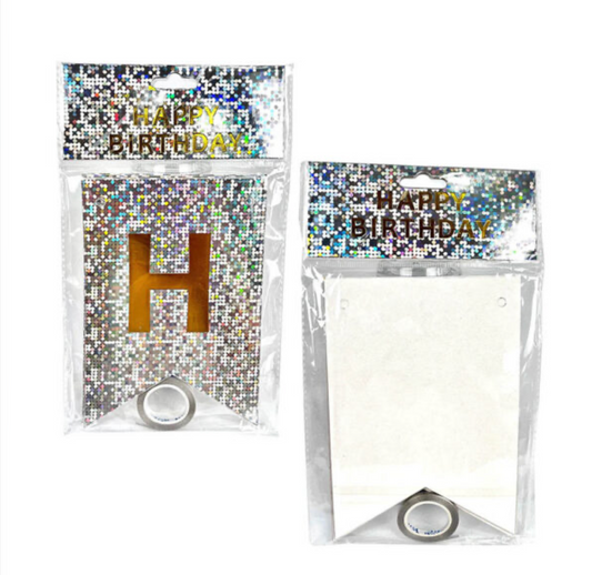 Shinny Sliver Happy Birthday Banner