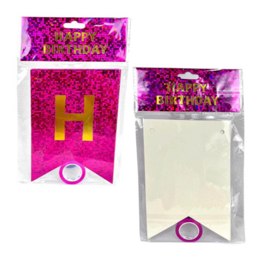 Shinny Hot Pink Happy Birthday Banner