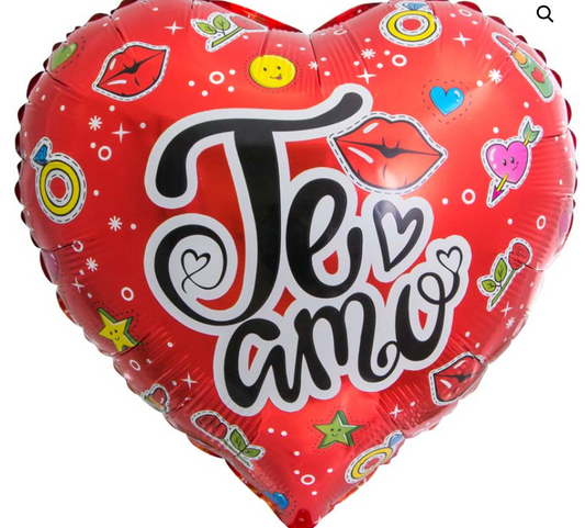 18" Te Amo Red With Icons