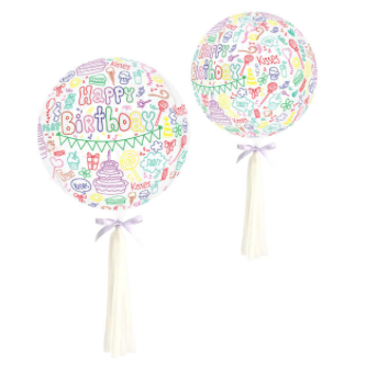 Clear Happy Birthday Drawing Balloons