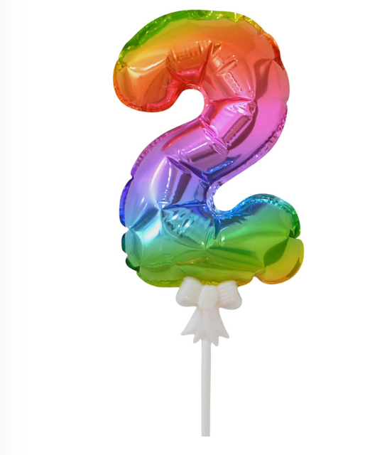 7" Auto Inflate Rainbow 2 Cake Topper