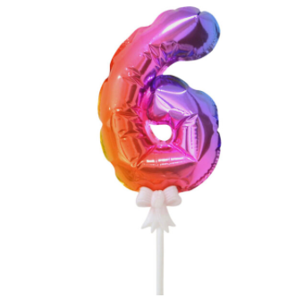 7" Auto Inflate Rainbow 6 Cake Topper