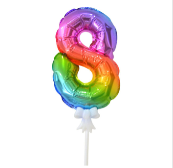 7" Auto Inflate Rainbow 8 Cake Topper
