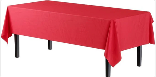 Red Rectangle Plastic Table Cover