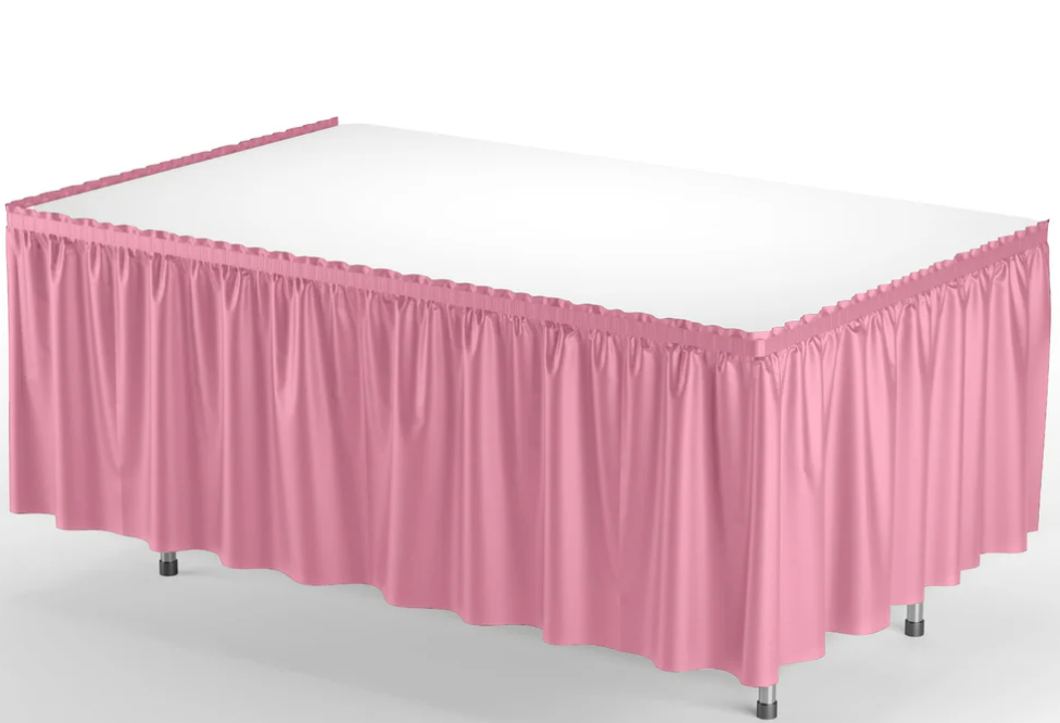 Pink Plastic Table Skirt