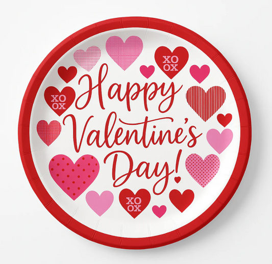 Happy Valentines Day XOXO Paper Plates
