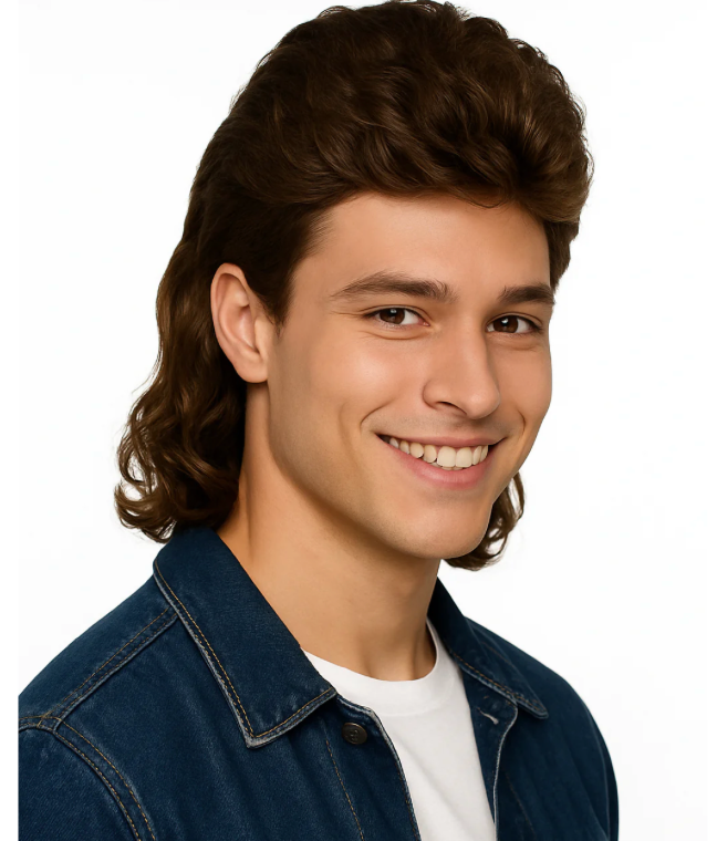 Dark Brown Retro Mullet Wig
