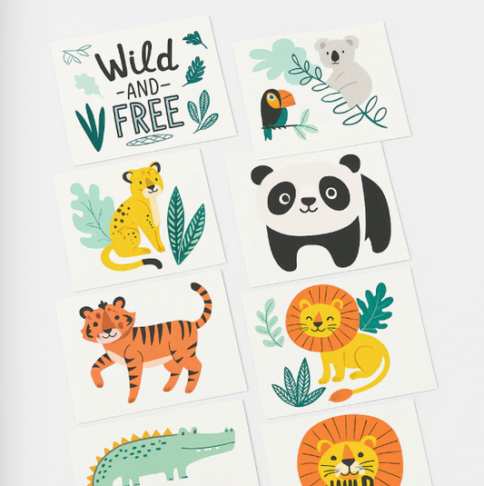 Wild And Free Jungle Animal Temporary Tattoos