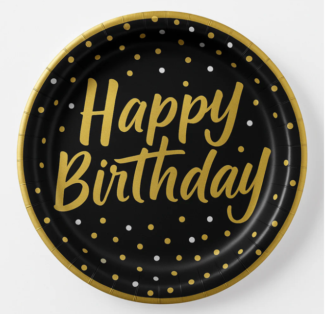 Elegant Confetti Birthday Paper Plates - 8.5" (8 Count)
