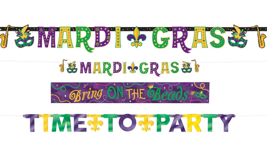 Colorful Mardi Gras Letter Banner Set