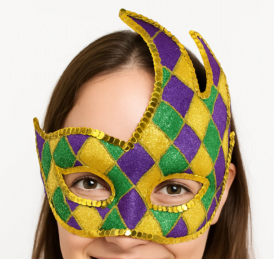 Glitter Harlequin Mardi Gras Masquerade Mask