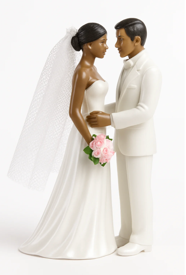 Elegant Bride & Groom Wedding Cake Topper,