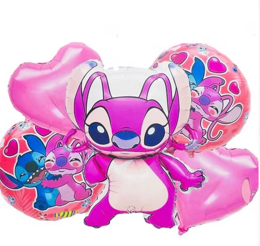 5 pcs Lilo and Stitch Foil Balloon set