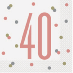 Rose Gold 40th Birthday Luncheon Napkin