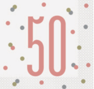 Rose Gold 50th Birthday Luncheon Napkins