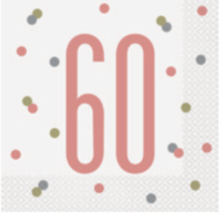 Rose Gold 60th Birthday Luncheon Napkins