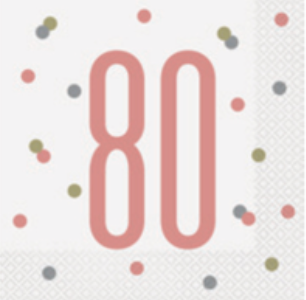 Rose Gold 80th Birthday Luncheon Napkin