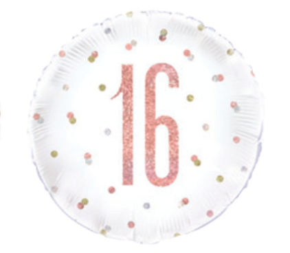 Rose Gold 16th Birthday Round Foil Balloon