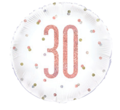 Rose Gold 30th Birthday Round Foil Balloon