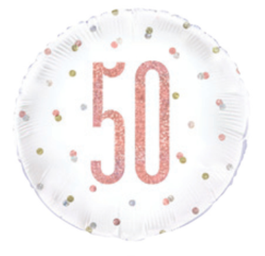 Rose Gold 50th Birthday Round Foil Balloon