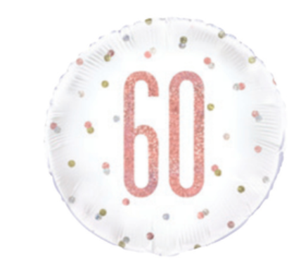 Rose Gold 60th Birthday Round Foil Balloon