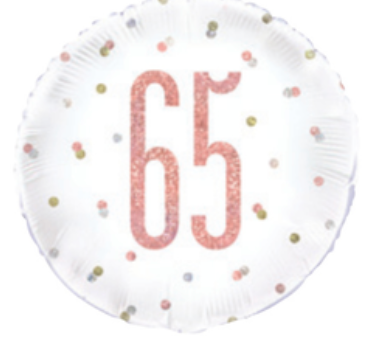 Rose Gold 65th Birthday Round Foil Balloon