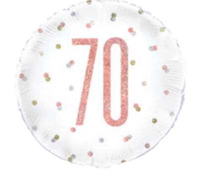 Rose Gold 70th Birthday Round Foil Balloon